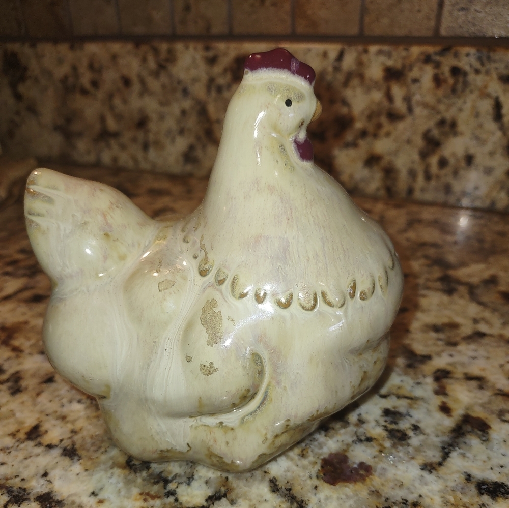 Rustic French hen speckled pottery